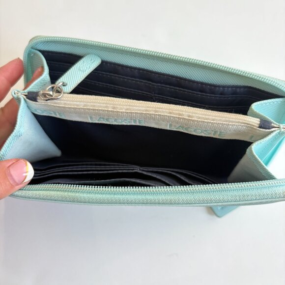 Lacoste Womens Large L.12.12 Concept Billfold Wallet Light Turquoise Blue - Picture 6 of 10